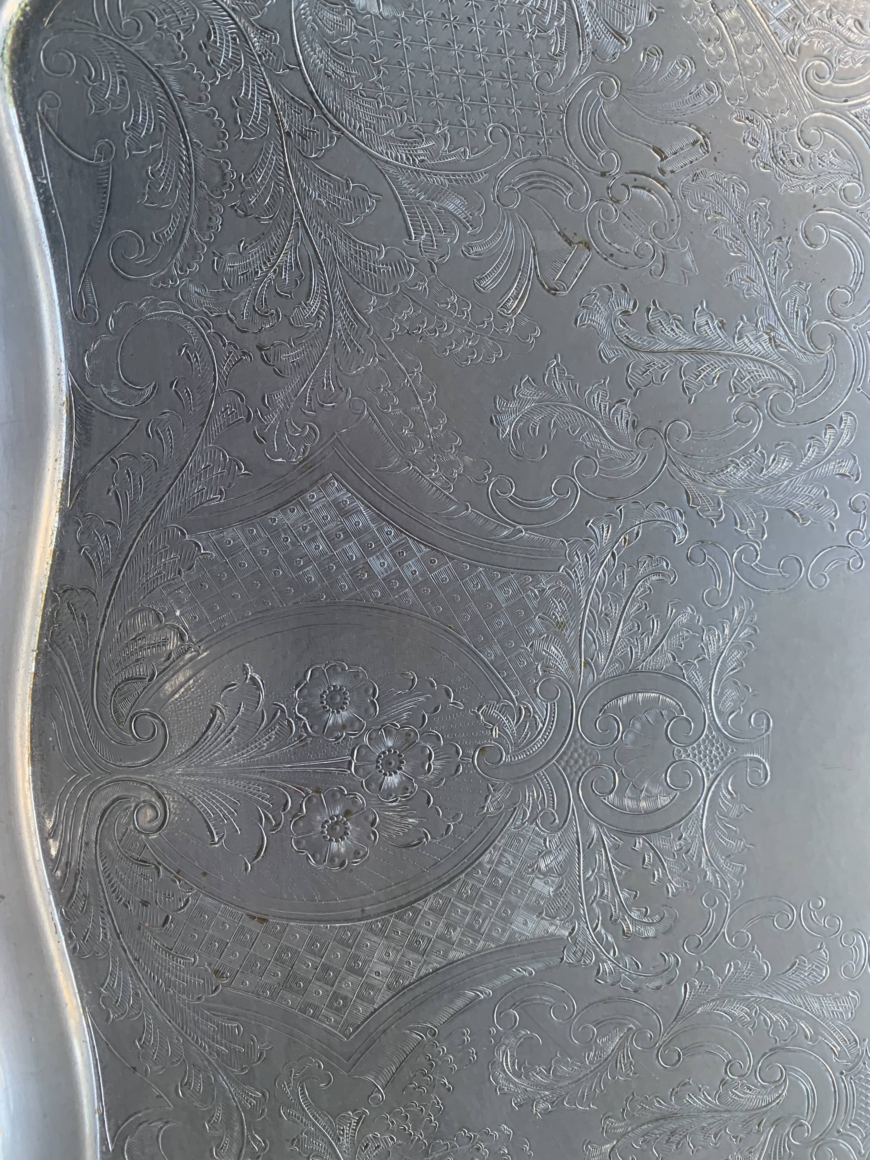 Large chiseled metal top vintage floral pattern