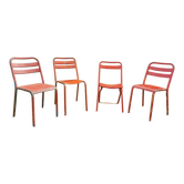 Series of 4 bistro chairs including Tolix