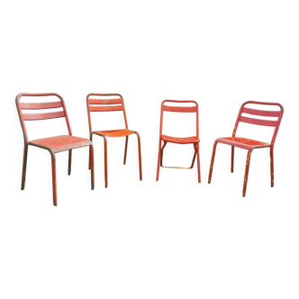 Series of 4 bistro chairs including Tolix