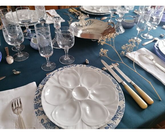 6 oyster plates white porcelain Pillivuyt