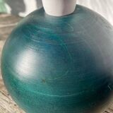Wooden lamp base, ball-shaped, painted dark green, 1980
