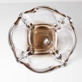 Murano ashtray transparent and smoked flower shape