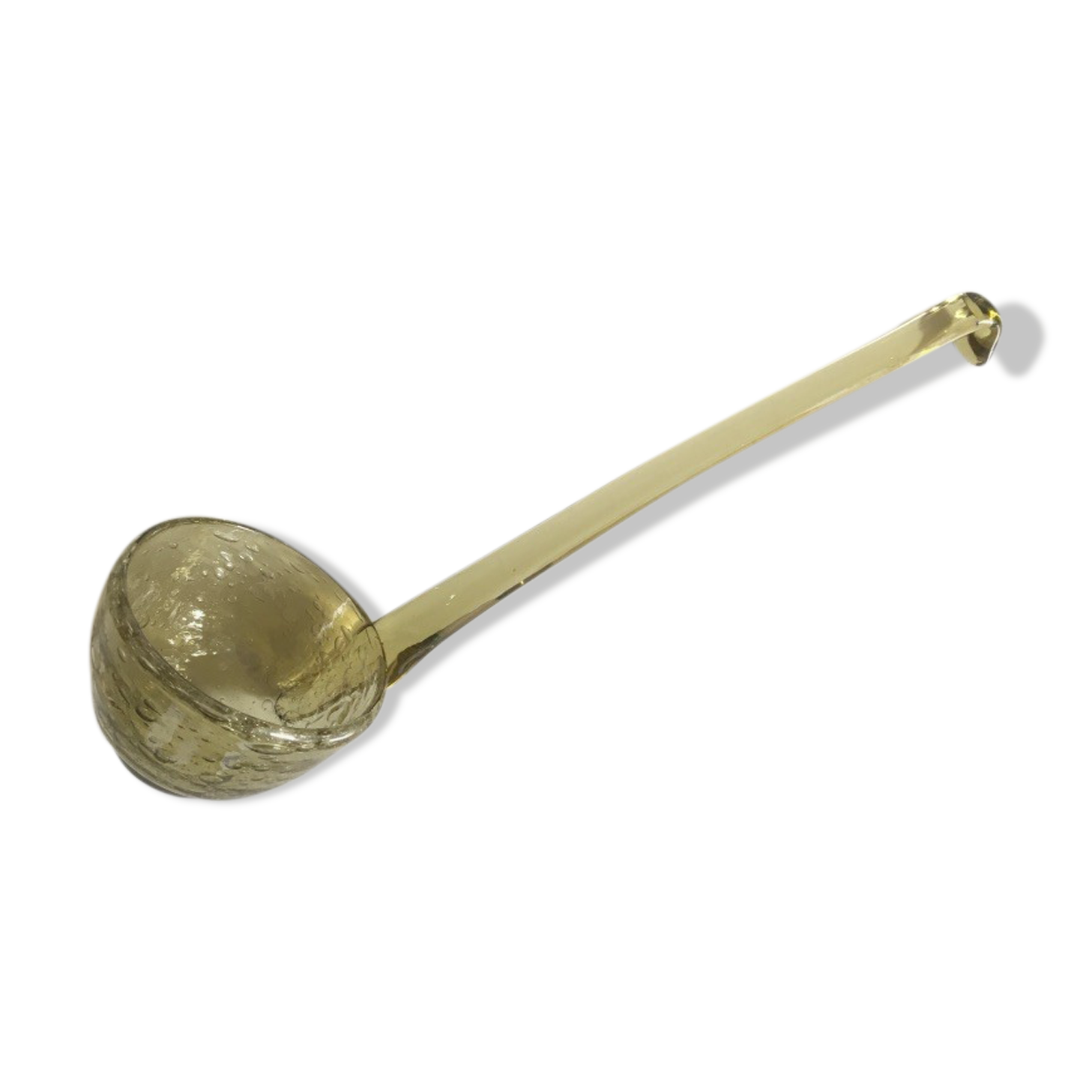 Lime green blown glass ladle, Biot