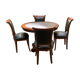 Table ronde type directoire cuir vert  et ses 4 chaises