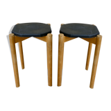 Paire de tabourets en bois