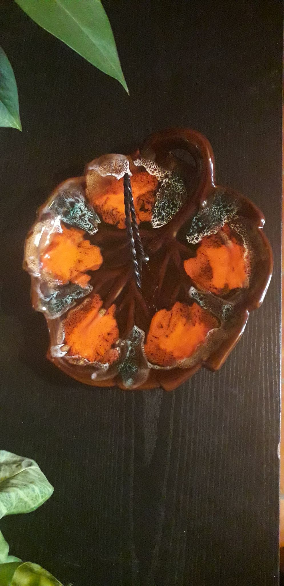 Cheese or fruit platter in Ceramic From Vallauris in the shape of a leaf