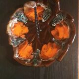 Cheese or fruit platter in Ceramic From Vallauris in the shape of a leaf