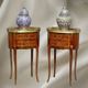 Pair of Bedside Tables / Salon in Marquetry Transition Style Louis XV/Louis XVI