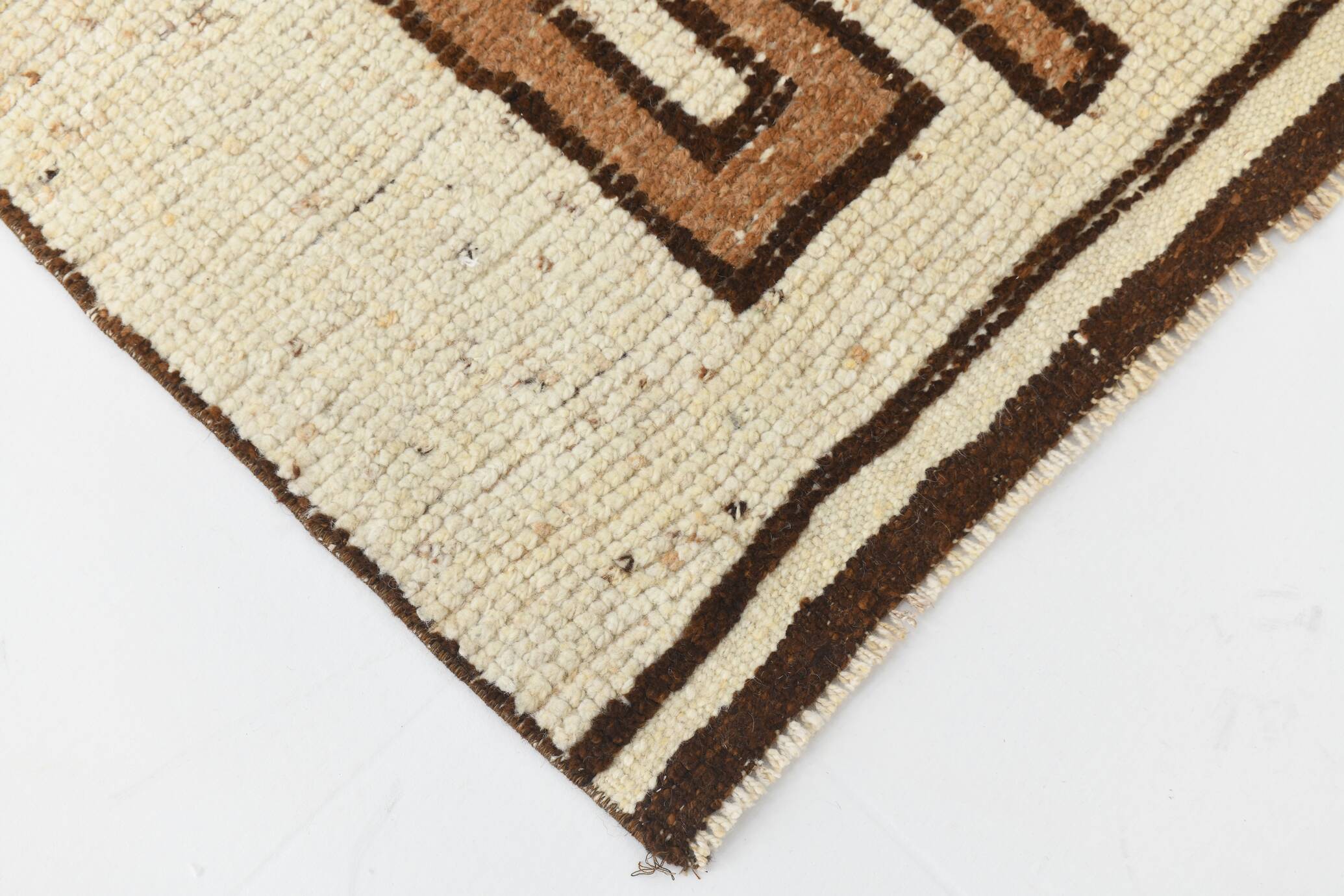 Beige Brown Oriental Persian Runner Rug, 88x351Cm
