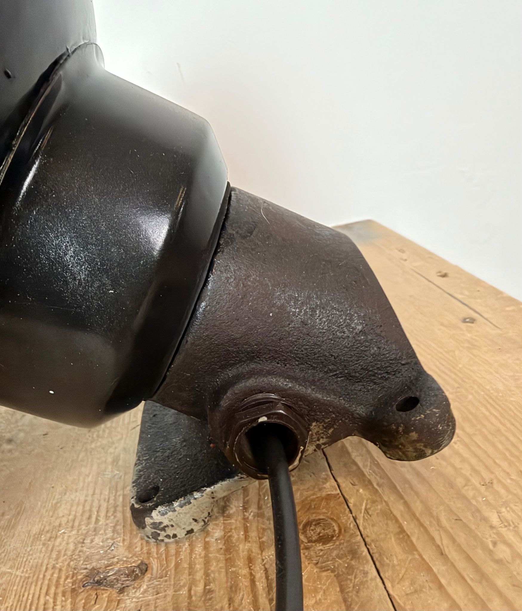 Vintage Industrial Black Enamel and Cast Iron Wall Lamp, 1960s