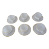 6 tasses  et sous-tasses  arcopal  opaline blanche bord or