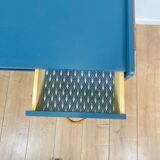 Vintage modernist desk in petrol blue, 1950s/60s.
