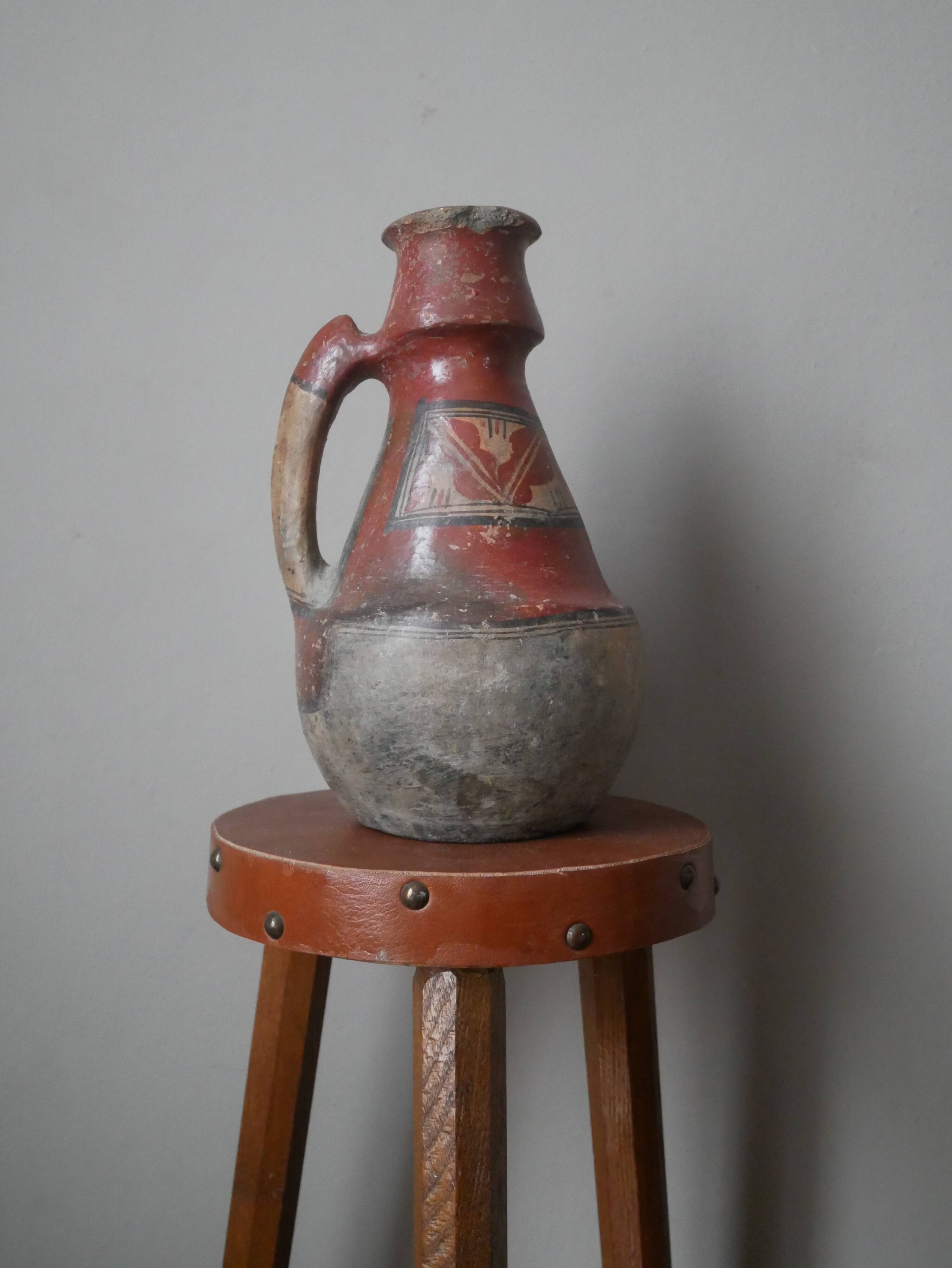 Old Berber pottery handcrafted ethnic tribal antique terracotta