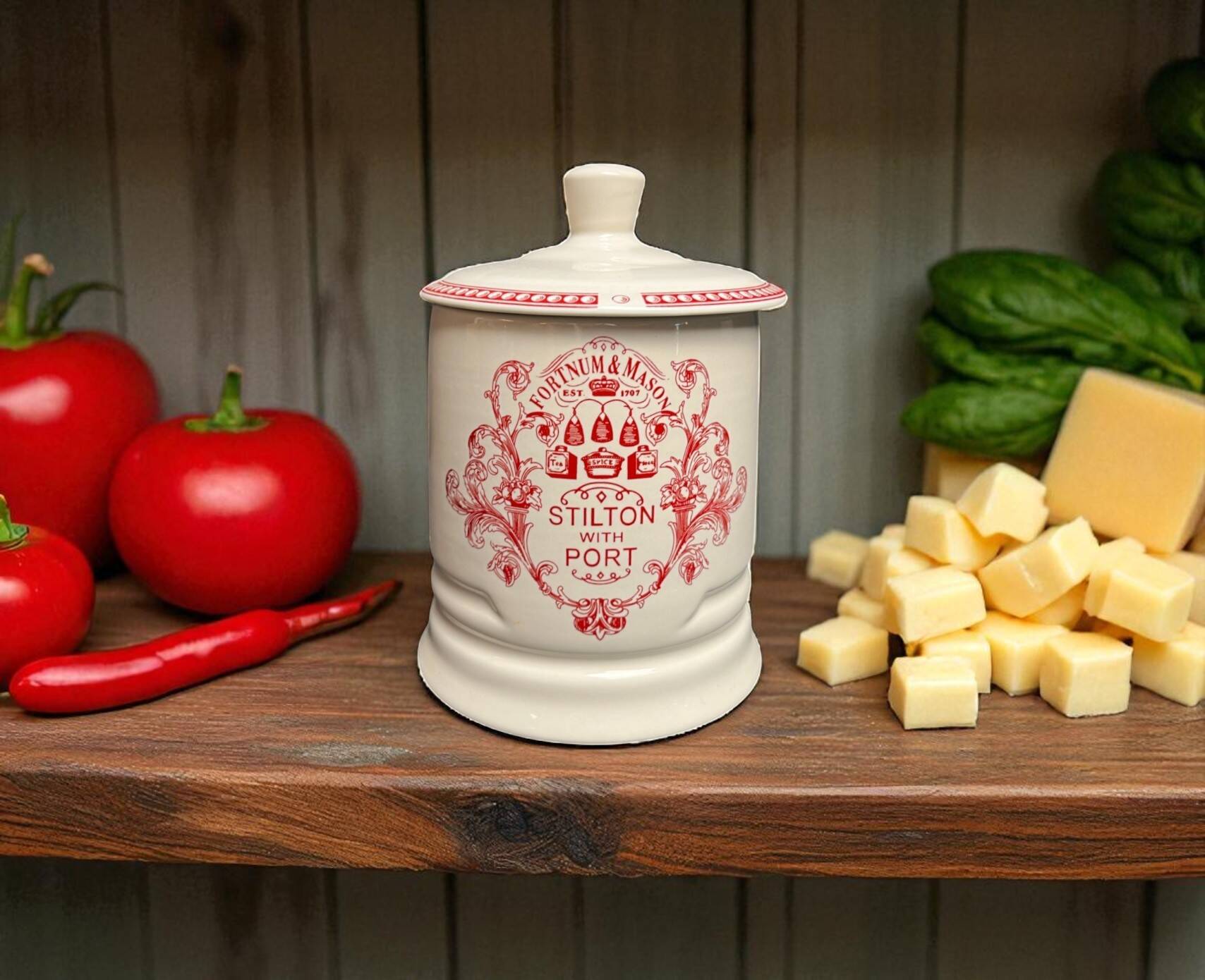 Fortnum and Mason, covered pot for Stilton candy box, 20th century