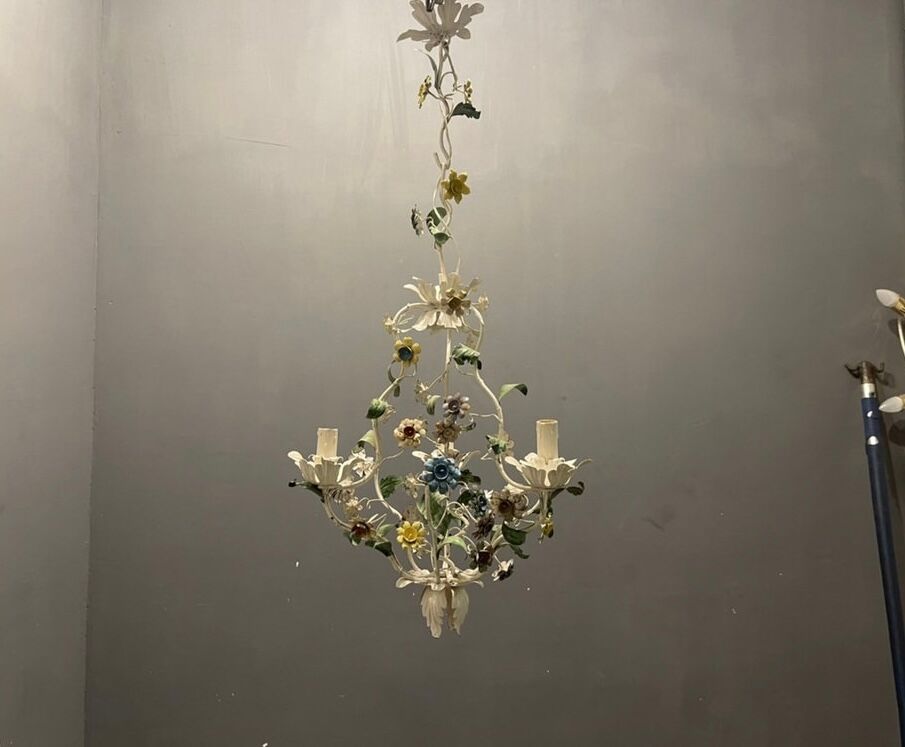 Lustre italien Tole Flower années 1960