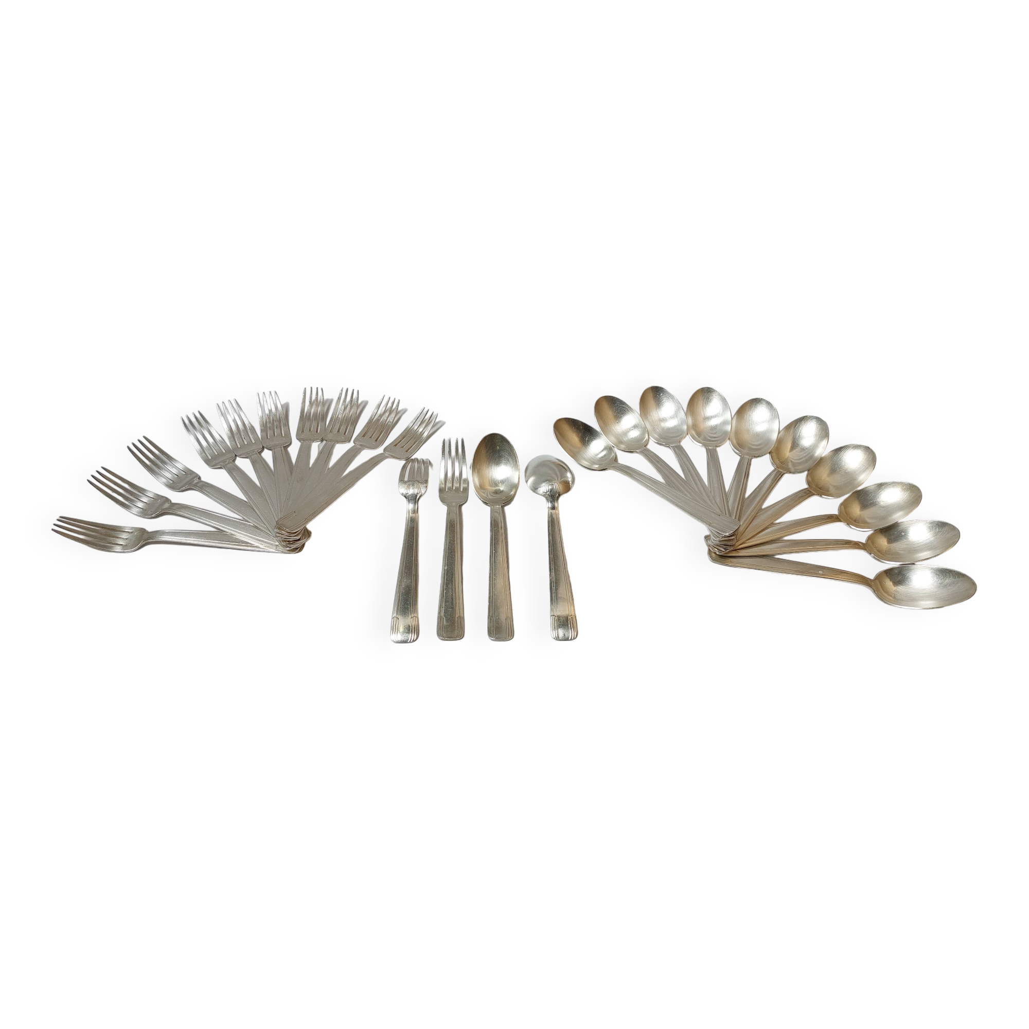 Cutlery set 24 pieces Art Deco in silver metal 84g - Goldsmith's mark