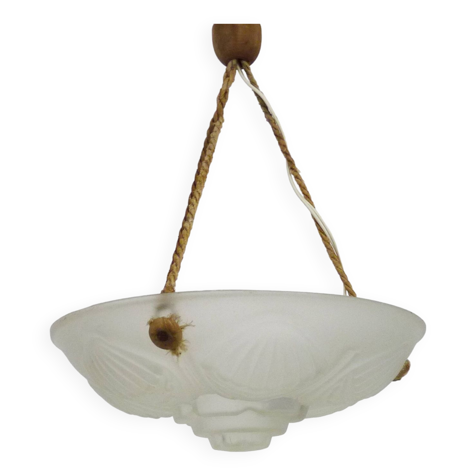 Art Deco washbasin pendant light 1 light in glass with geometric patterns