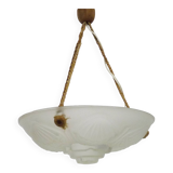 Art Deco washbasin pendant light 1 light in glass with geometric patterns