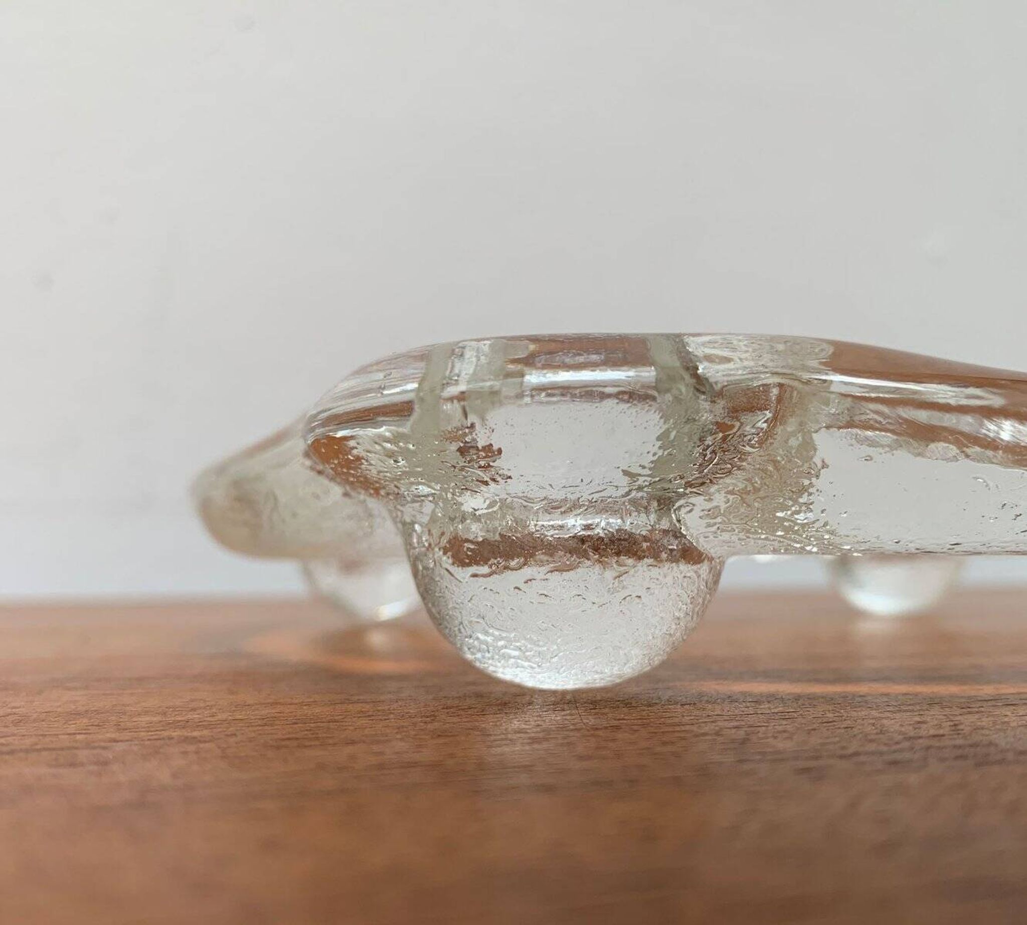 Swedish glass candle holder ring from Pukeberg, 1970s