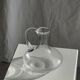 Vintage glass carafe with flattened flared belly handle H18