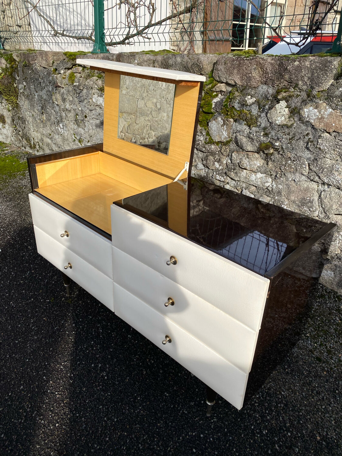 VINTAGE DRESSING TABLE WITH 6 DRAWERS 1960-1970 ROGER LANDAULT
