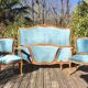 Ensemble lit corbeille et 2 fauteuils cabriolet style Louis XV
