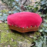 Red velvet footstool in the Louis XV style