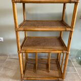Rattan and cane shelf