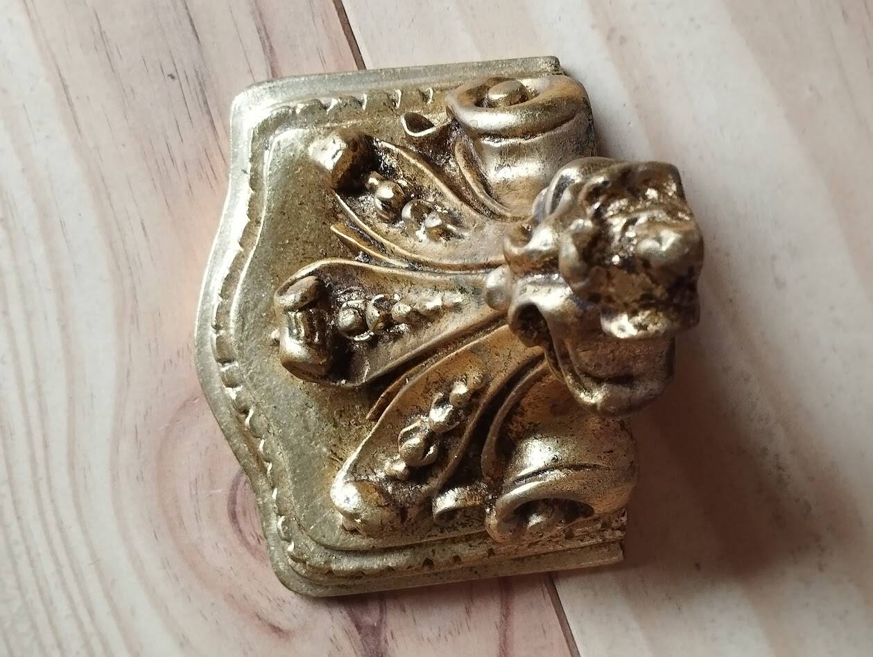 Page 1 of 7 Small wall console in rocaille style – patinated gold decor, Louis style