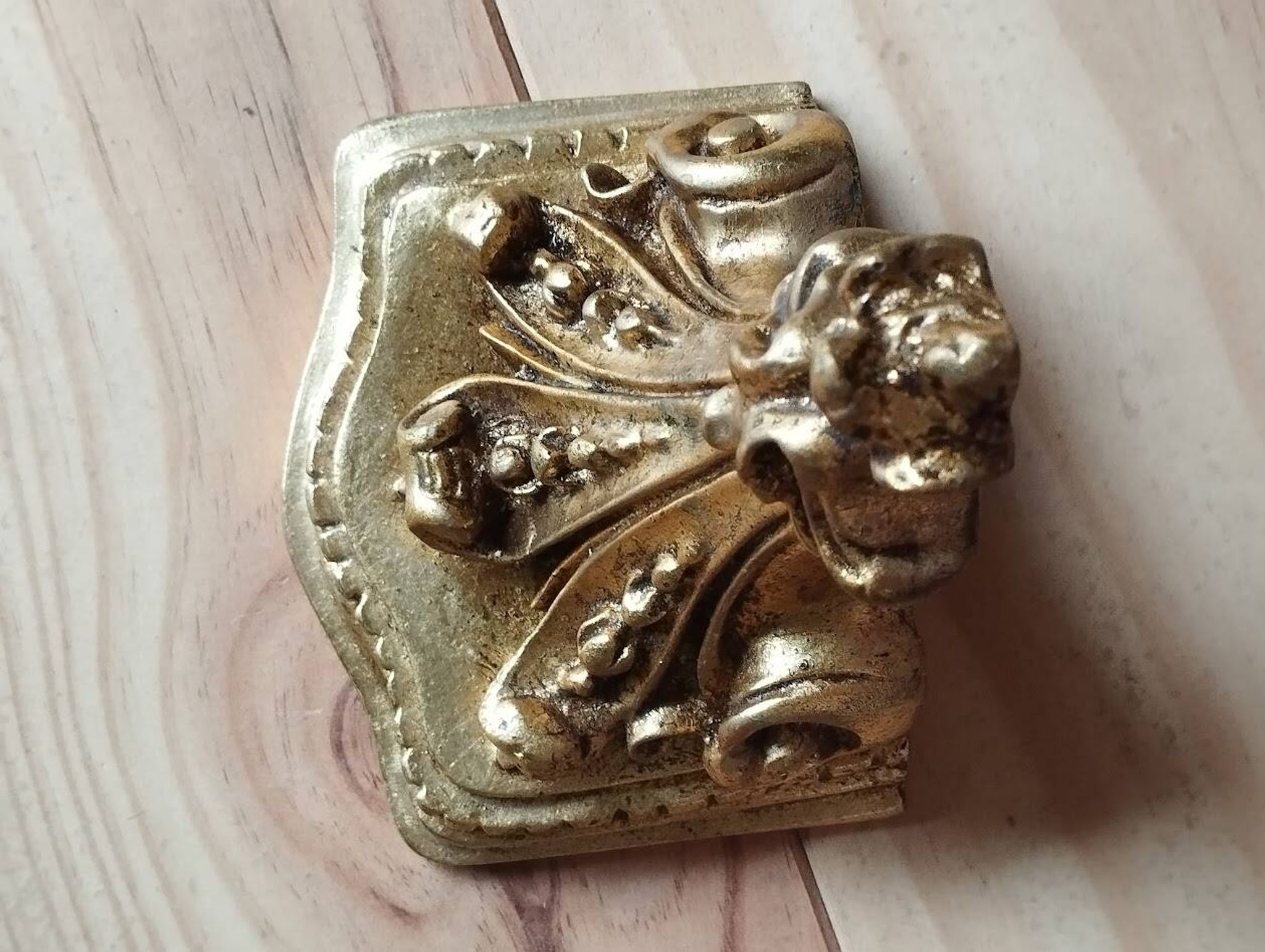 Page 1 of 7 Small wall console in rocaille style – patinated gold decor, Louis style