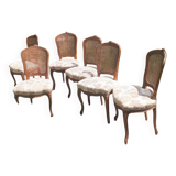 6 Louis XV style upholstery and cane chairs