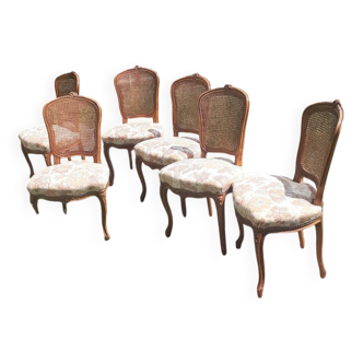 6 chaises tapisserie et cannage style Louis XV