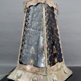 Moorish style lamp in patinated copper and painted glass, France, Mid-Century