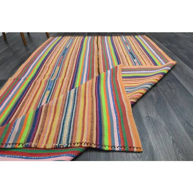 Vintage Turkish Oushak Handmade Wool & Cotton Orange Rug 150x246