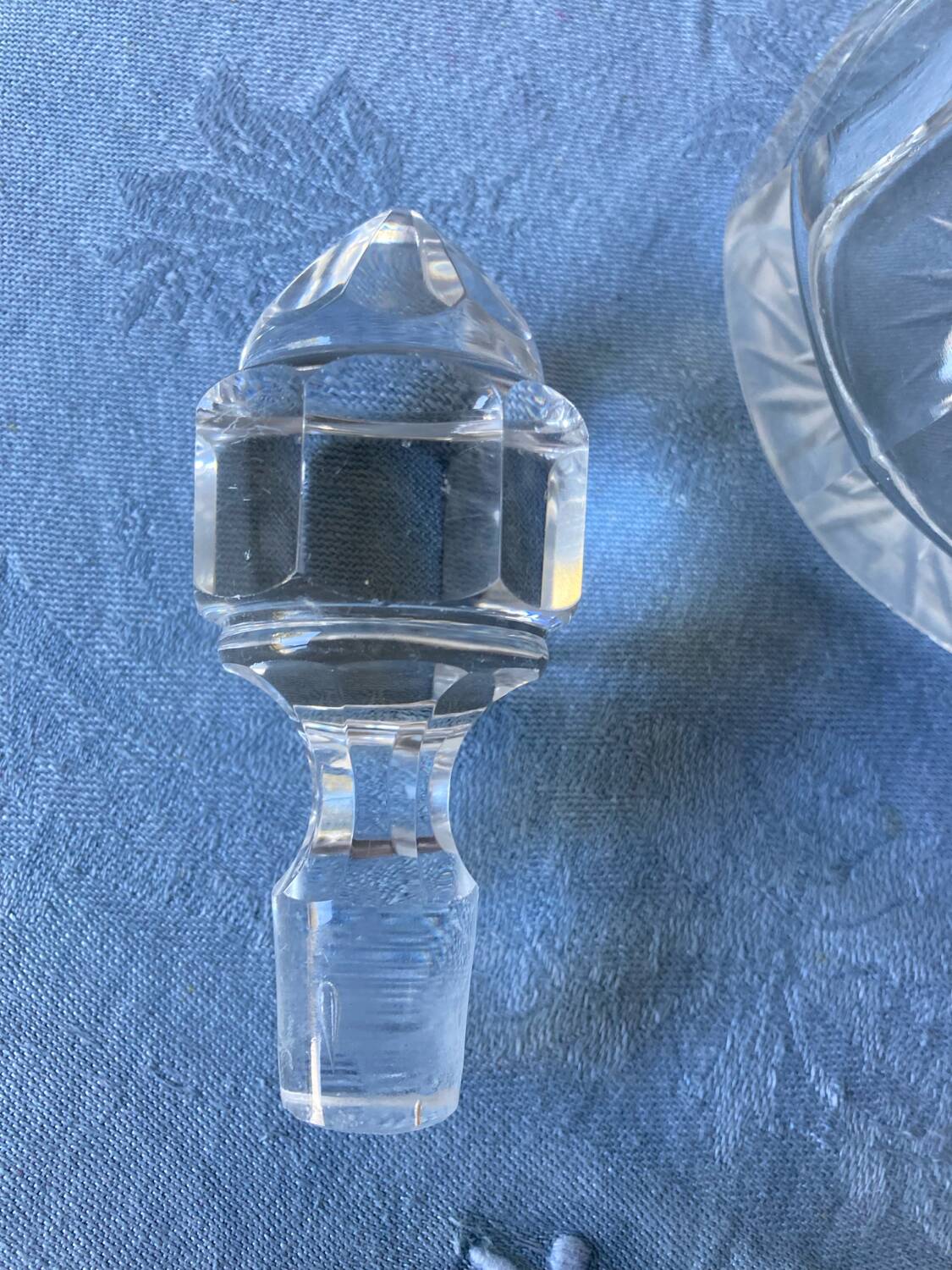 Art Deco crystal and sterling silver carafe