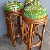 3 vintage high rattan bar stools 1970