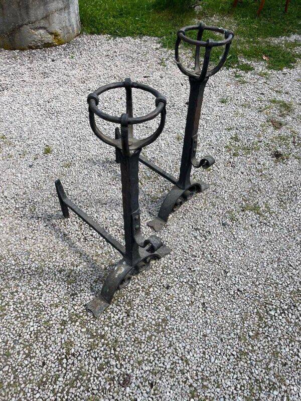 Paire de chenets de château en fonte