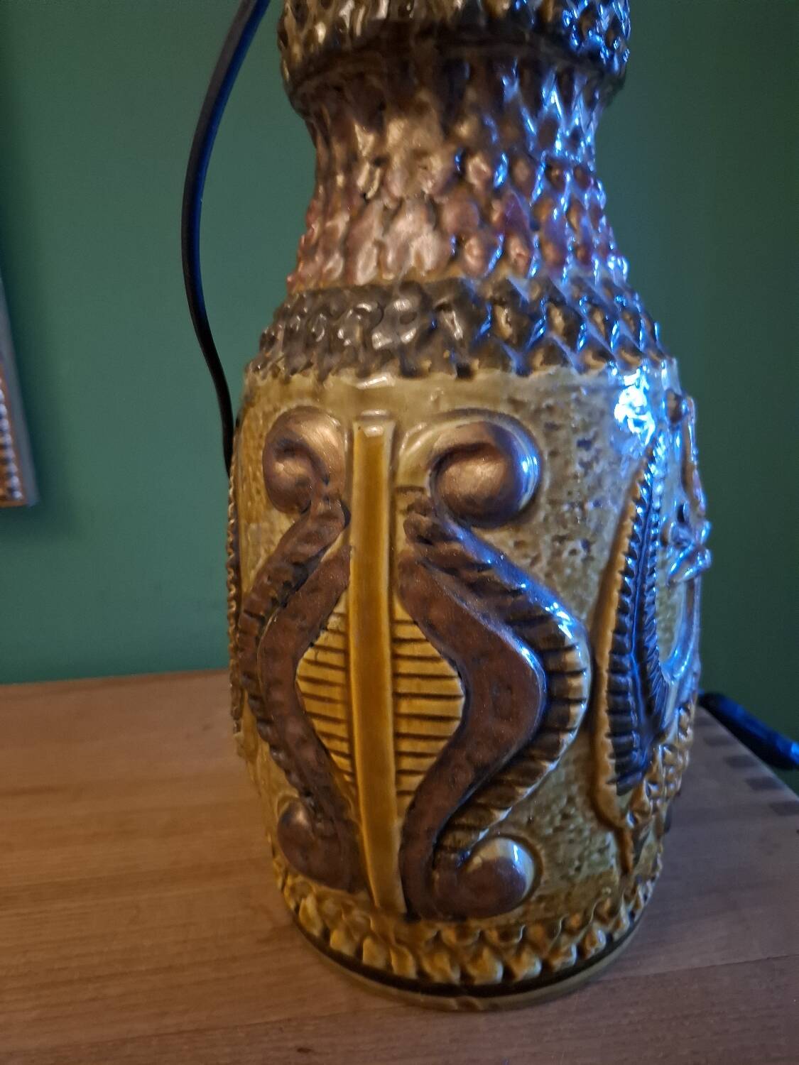 60'S keramik lamp, peacock decor