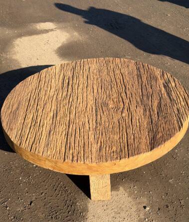 Handmade Rustic Oak Round Coffee Table | Solid Reclaimed Wood | Farmhouse L