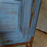 End 18th century wardrobe provençale all solid oak patinated blue by artisan cabinetmaker