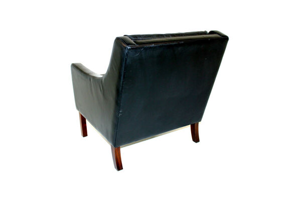 fauteuil En cuir Patiné Danemark 1960