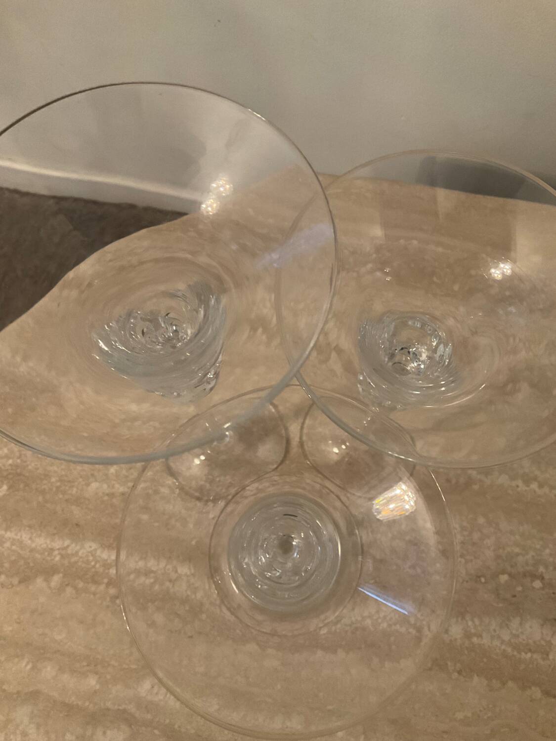 Trio of vintage glass paste candlesticks