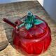 Tomato slip for ceramic condiments, mustard, salt, pepper