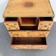 Antique campaign chest / ship’s chest, England, 1940s. Mahogany with a distinctive grain, brass inlays and hardware.