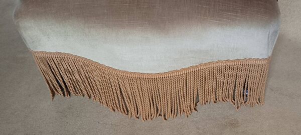 Fauteuil crapaud velours ocre