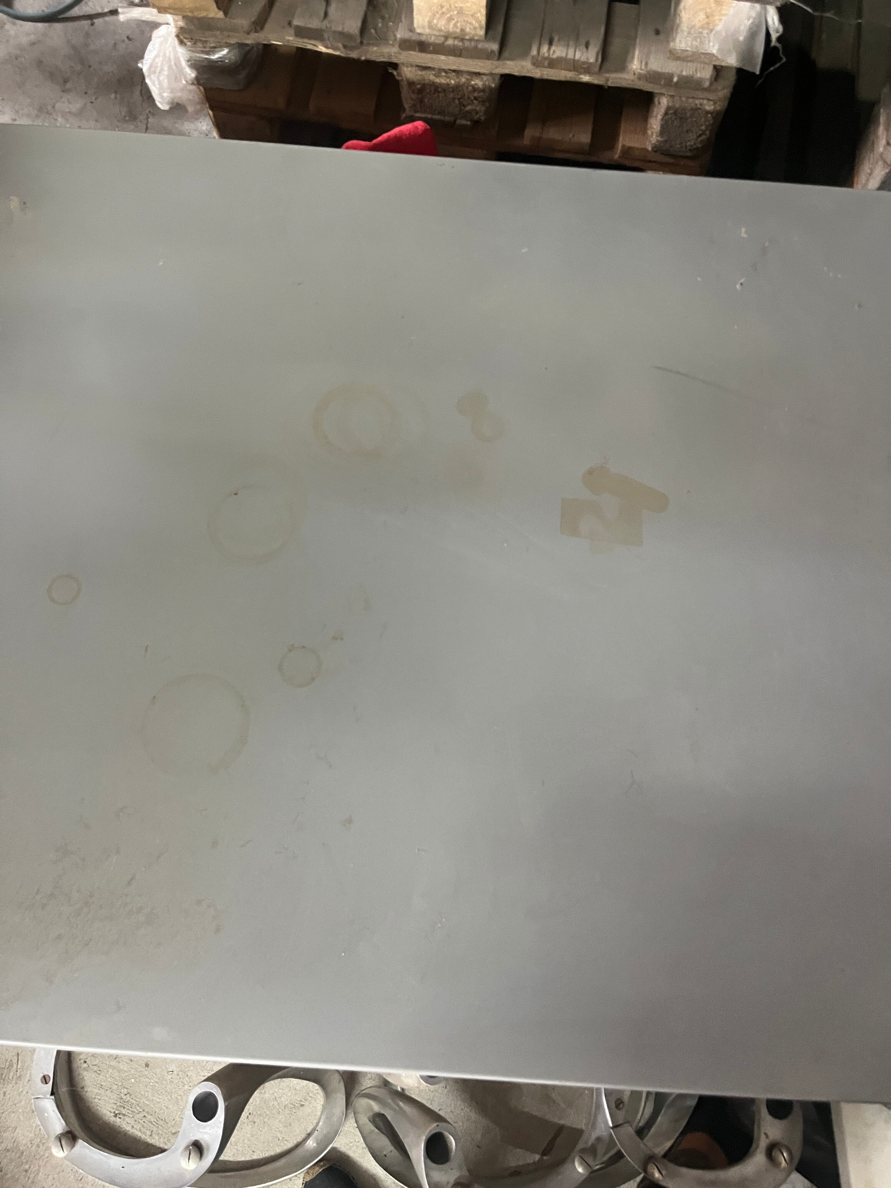 Grand 'Less' grey powder-coated aluminium dining table by Jean Nouvel for Tecno, minimalist 1990s