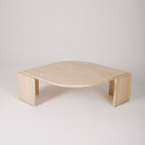Travertine coffee table in eye shape, 1970s