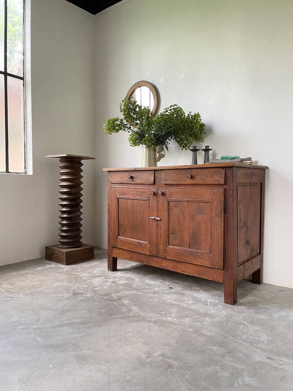 Jam cabinet, folk art furniture, oak, 19th century