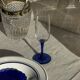 Set of 6 blue-footed champagne flutes; 3 pairs of designs.