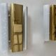 Pair of vintage wall lights, brass and white perforated metal, Hans Agne Jakobsson